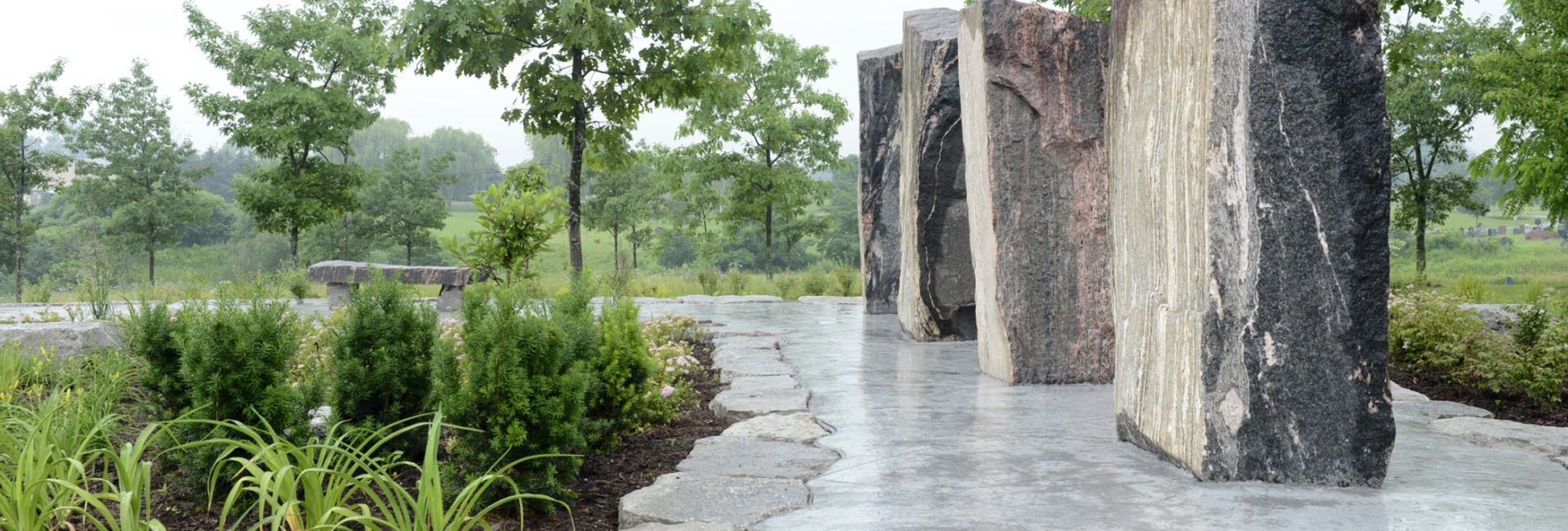 granite monoliths at the natural burial area
