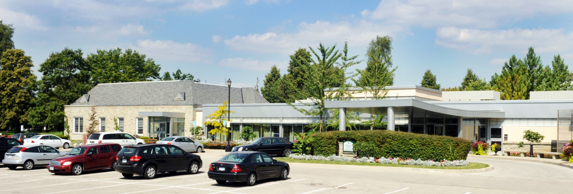 View of Pine Hills Funeral Centre from parking lot