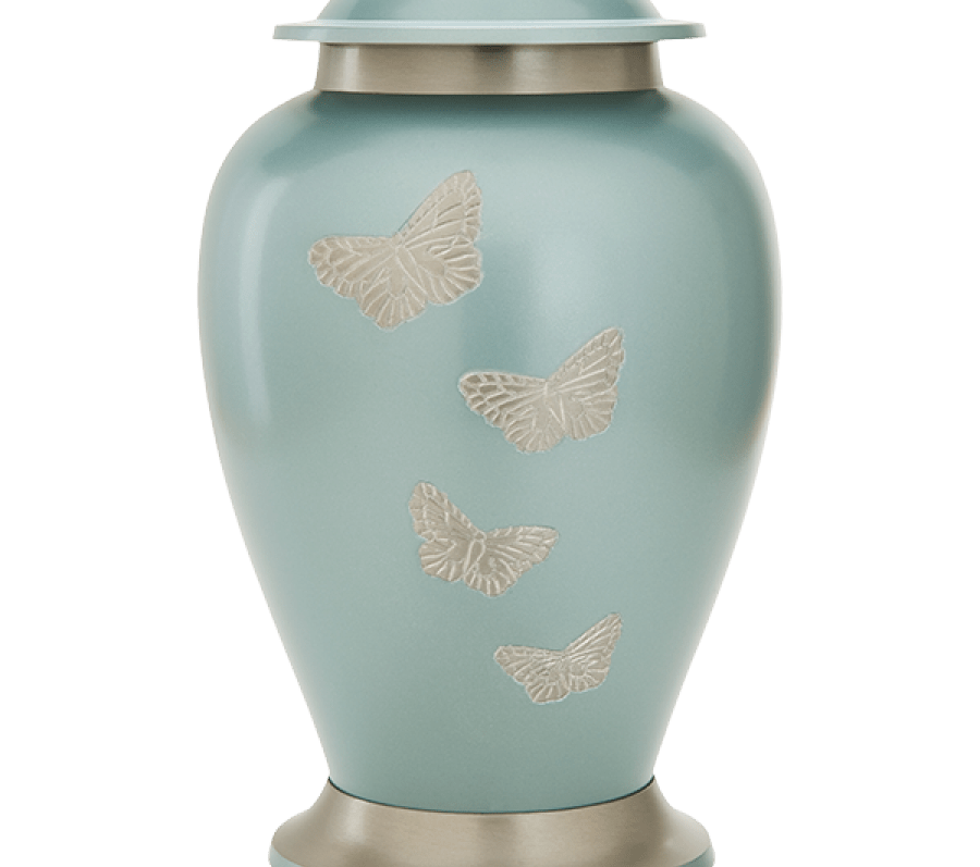 butterfly teal urn