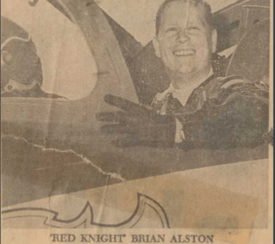 newspaper clipping of man in an airplane