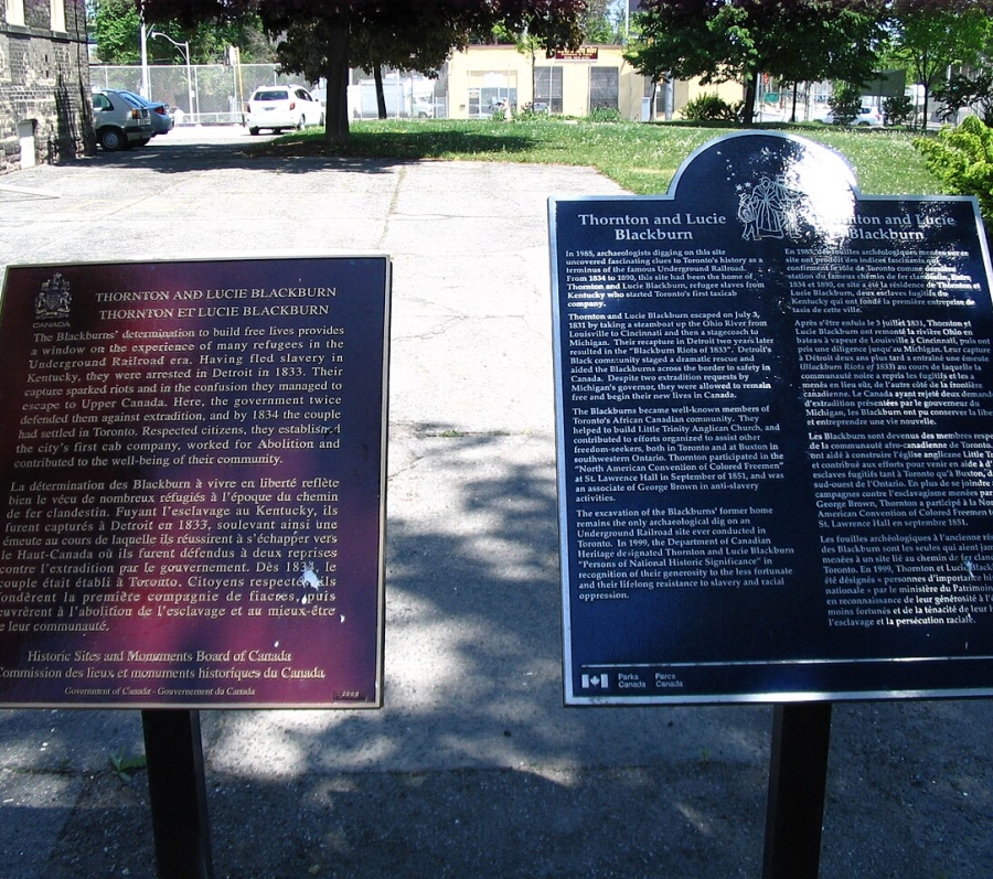 two plaques with text