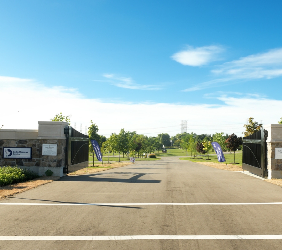 cemetery gates at Duffin Meadows Cemetery