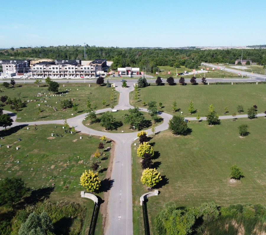 Arial view of Duffin Meadows Cemetery