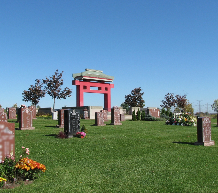 Asian arch in cemetery