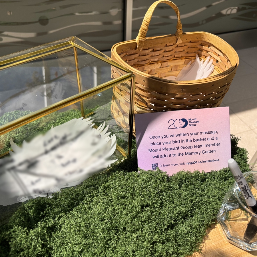 Basket and sign for placing written bird messages