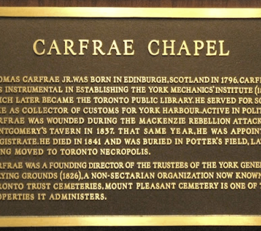 plaque that says carfrae chapel