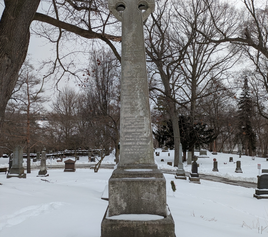 big monument in snow