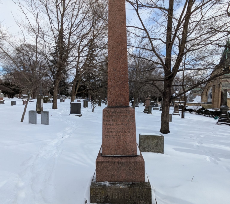 tall monument with snow