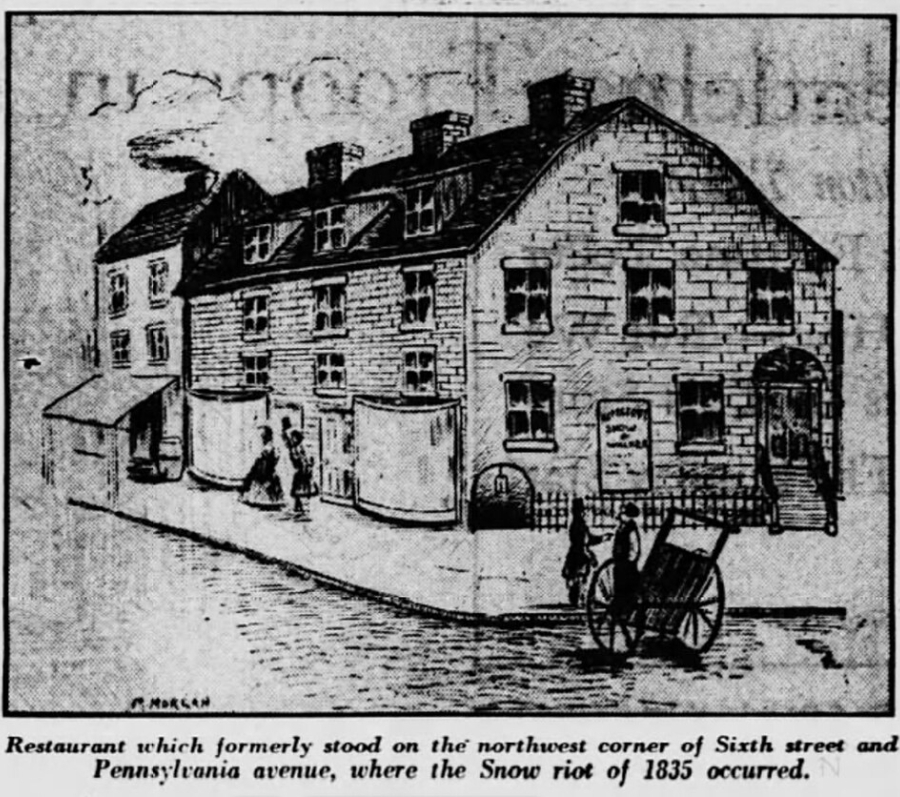 old drawing of a restaurant exterior