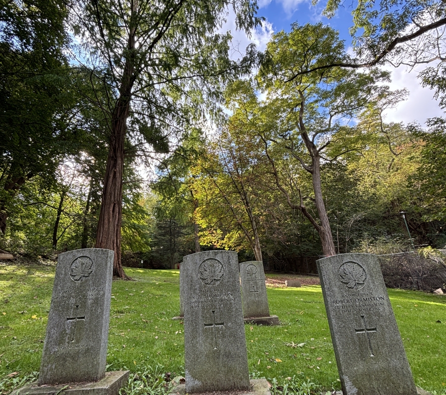 three upright graves