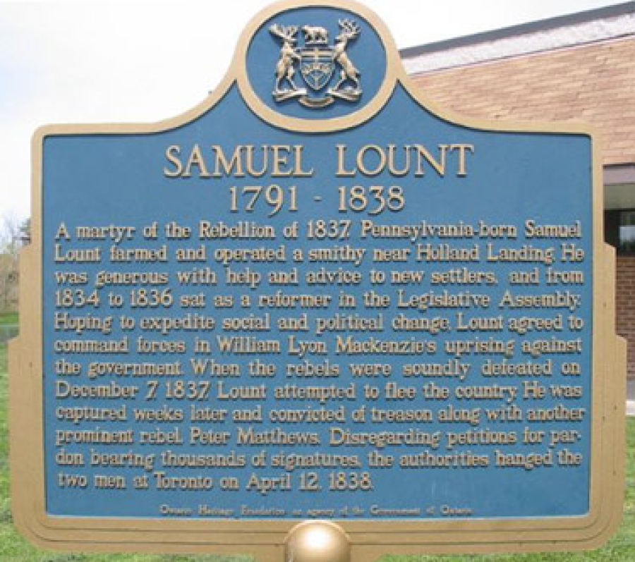 plaque about samuel lount