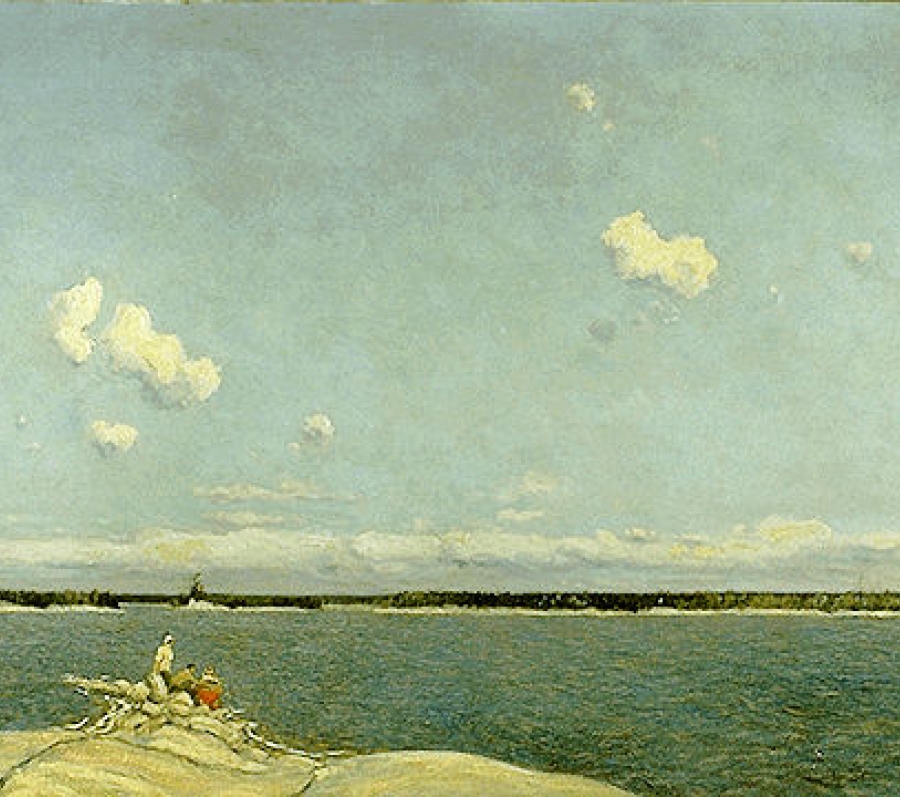 watercolour painting of a seascape