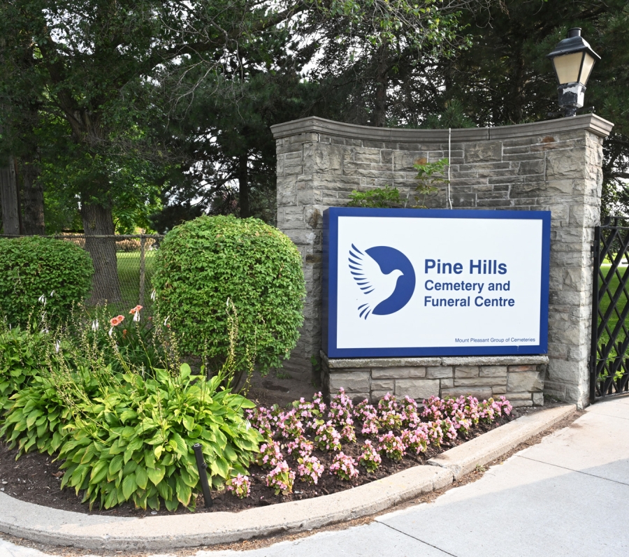 entrance sign at Pine Hills Cemetery and Funeral Centre
