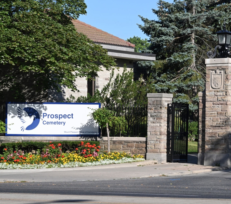 exterior sign at Prospect Cemetery