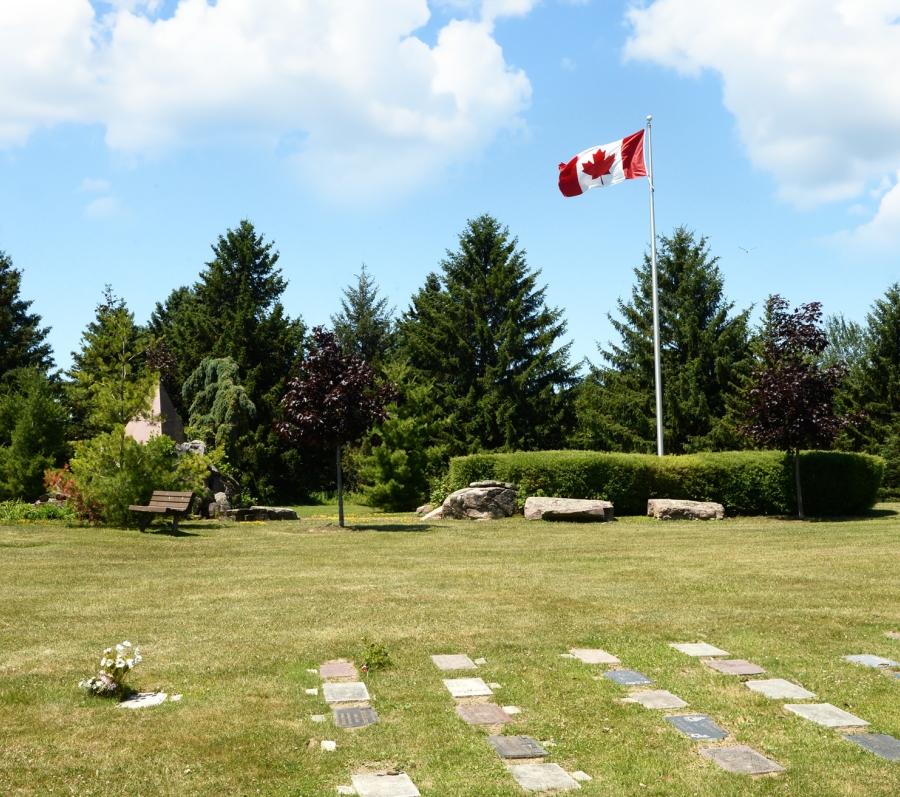 veteran's section with Canadian flag at Thornton Cemetery