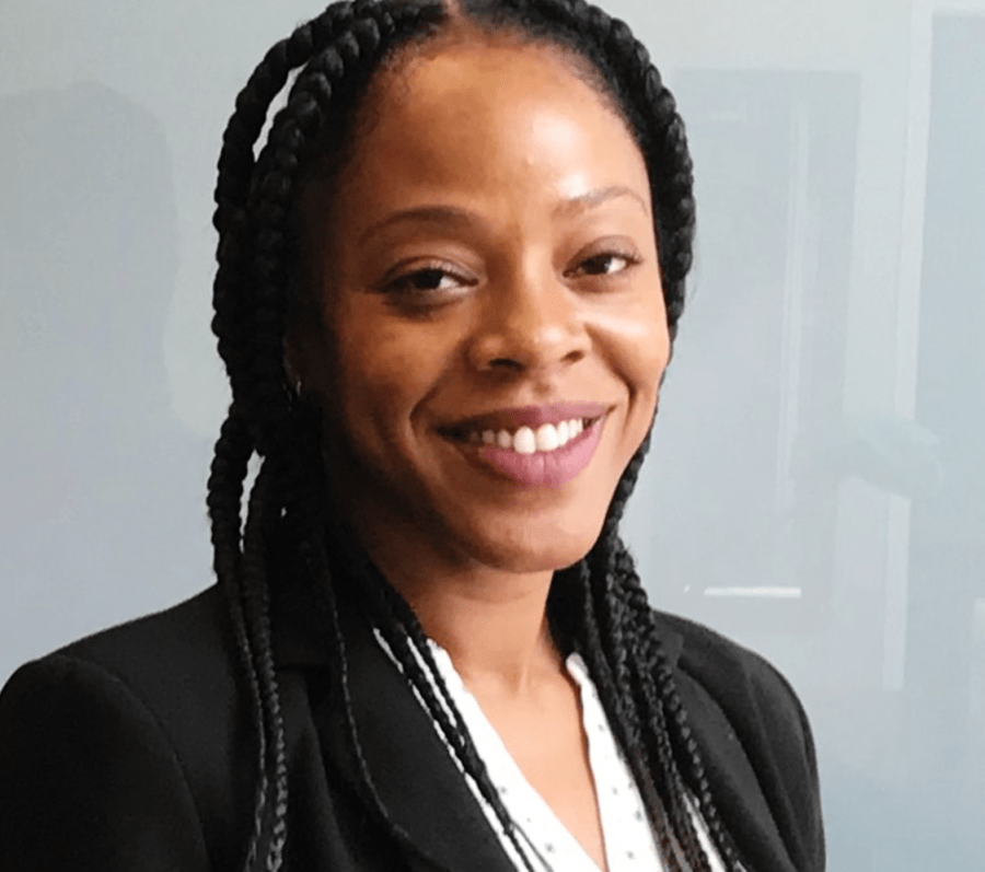 smiling woman with braids