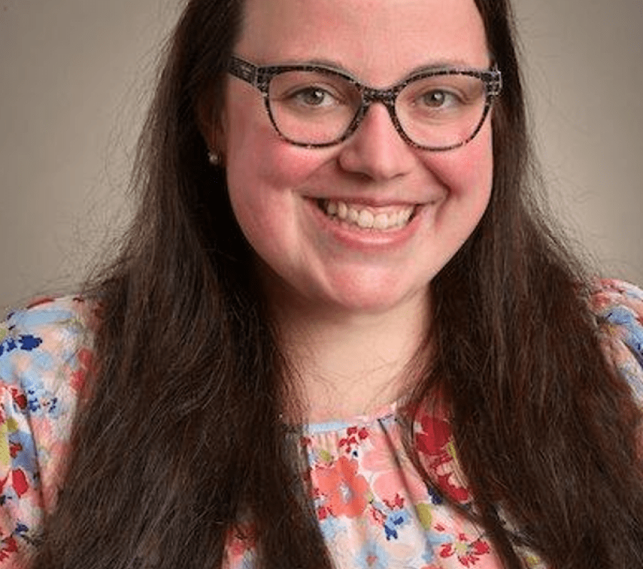 smiling woman with glasses