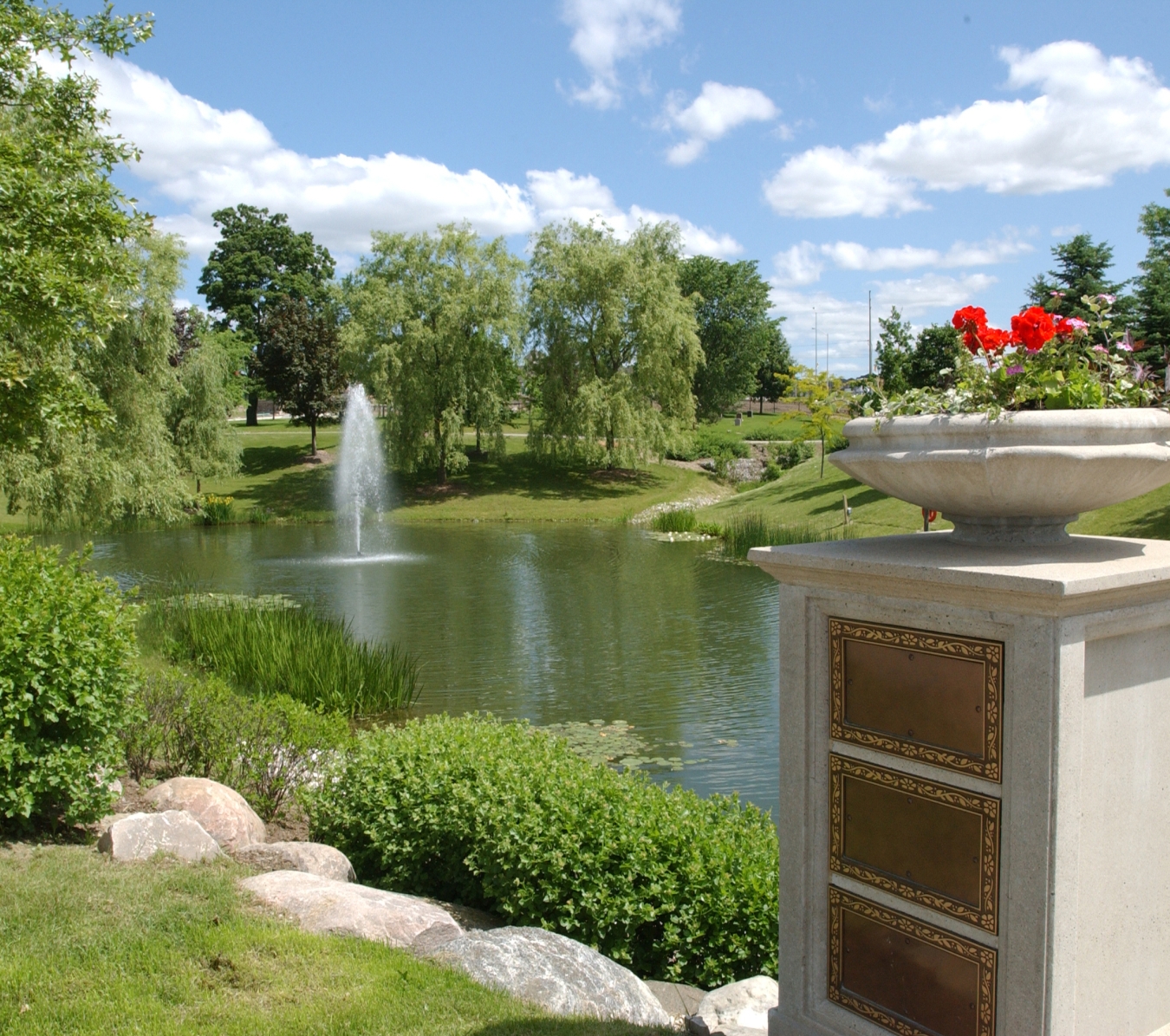 Meadowvale pond and bridge with trees