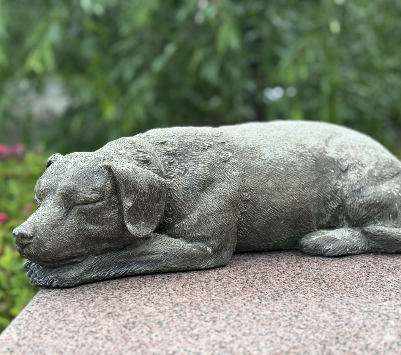 dog monument on top of a grave