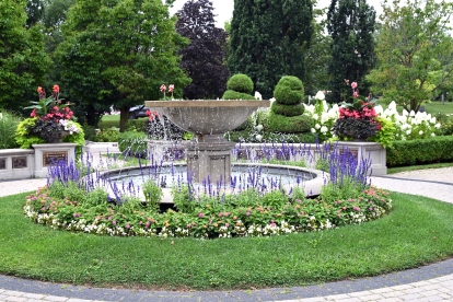 fountain with flowers