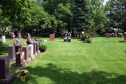 monuments and grass at Elgin Mills