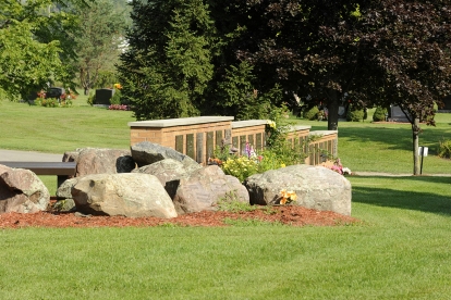 cremation interment wall with boulders