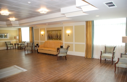 couches and chairs in the witnessing area at Elgin Mills