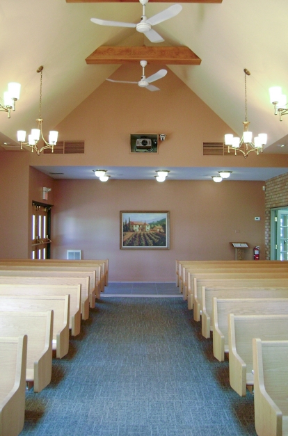 pews in the gathering hall