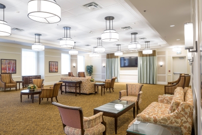 York funeral centre with tables and chairs