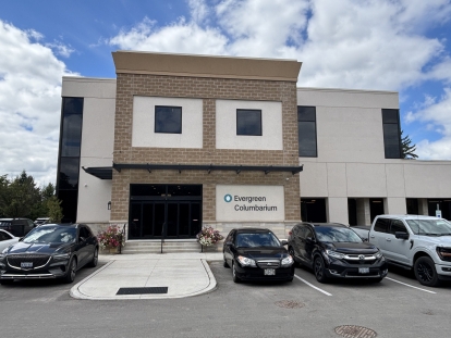 exterior shot of the evergreen columbarium at Elgin mills