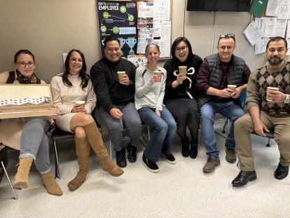 staff drinking hot chocolate
