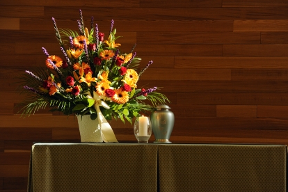 urn and flower arrangement