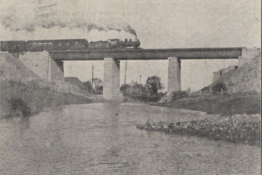 a train crossing a bridge