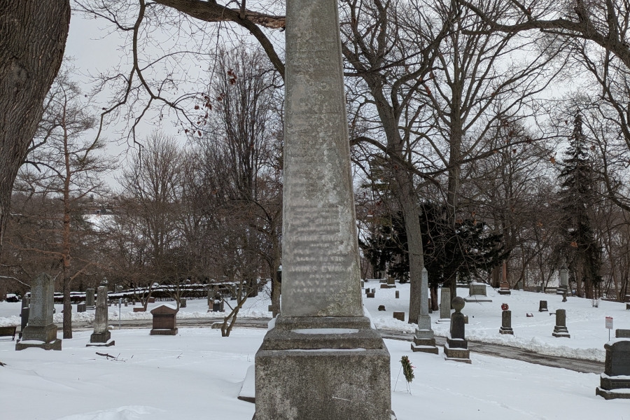 big monument in snow