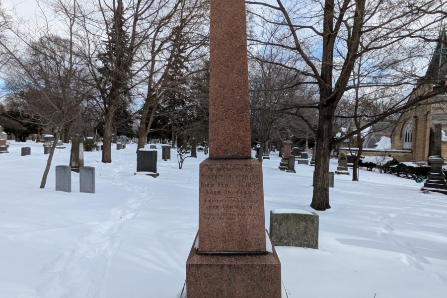 tall monument with snow