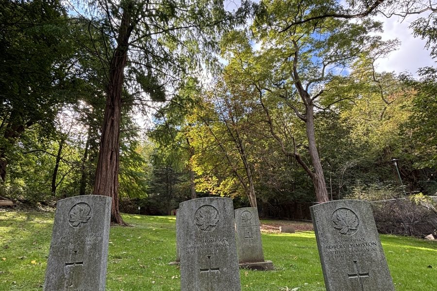 three upright graves
