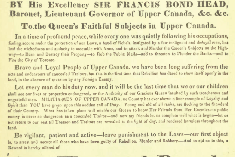 William Lyon Mackenzie Proclamation 1837