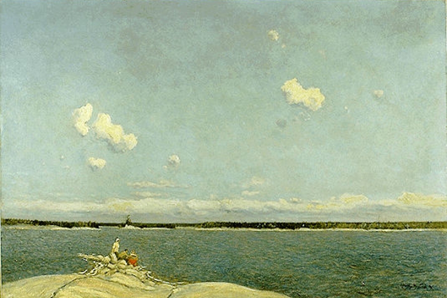 watercolour painting of a seascape