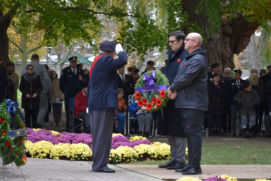 laying a wreath for Remembrance Day