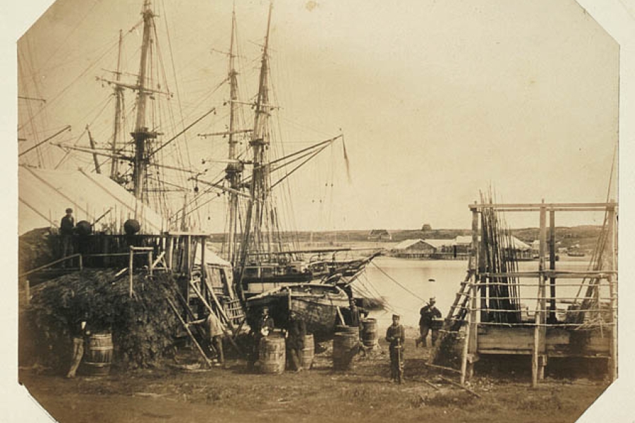 painting of old boats