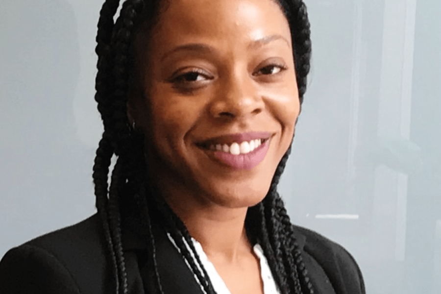 smiling woman with braids