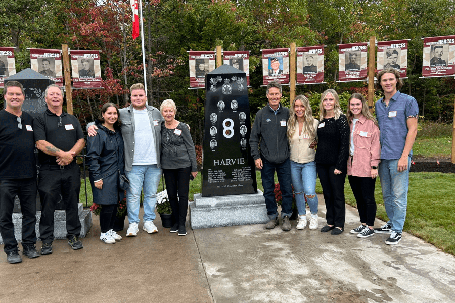 Harvie family at the harvie memorial