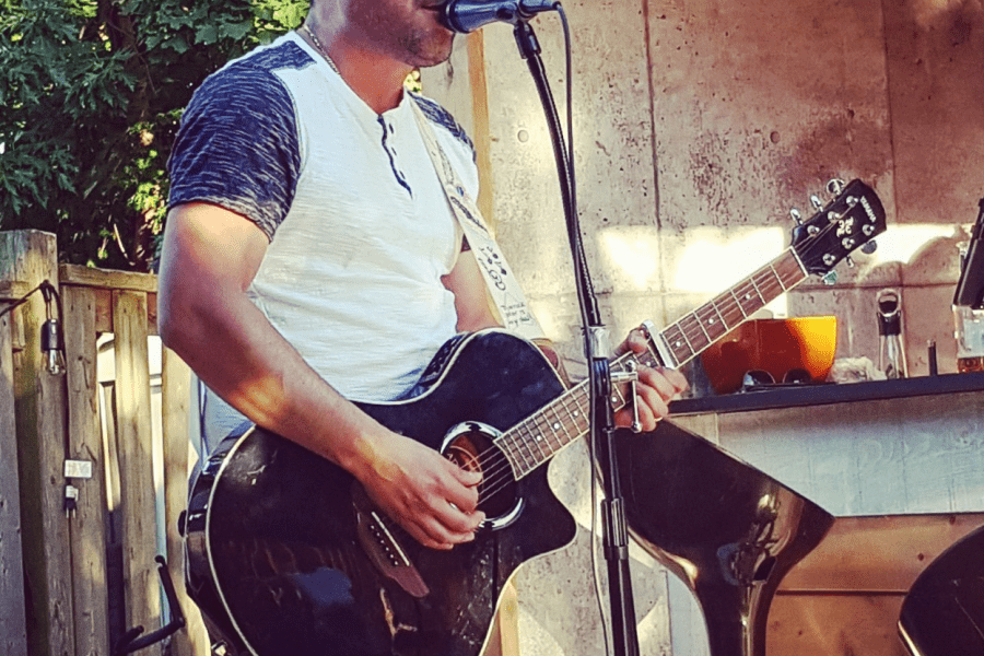 man playing the guitar