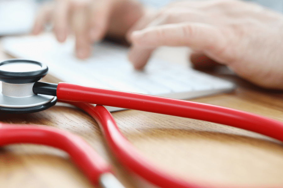 stethescope and hands