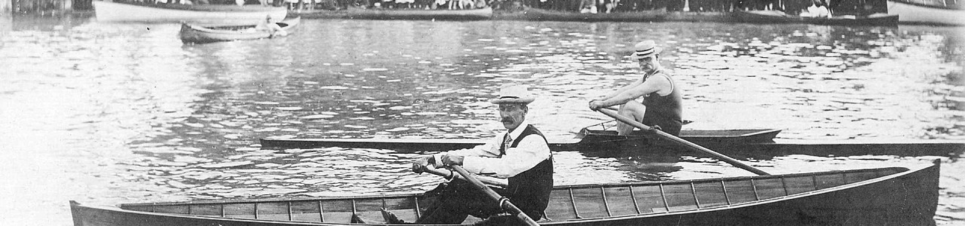 two men rowing