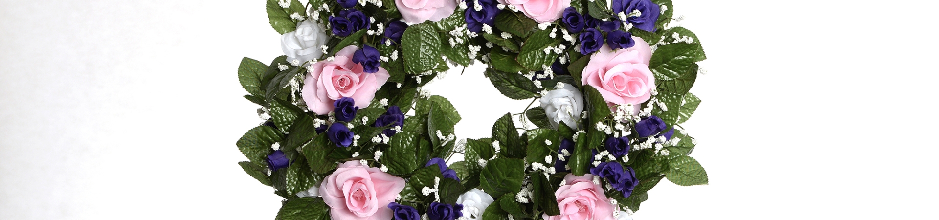 wreath with pink and purple flowers