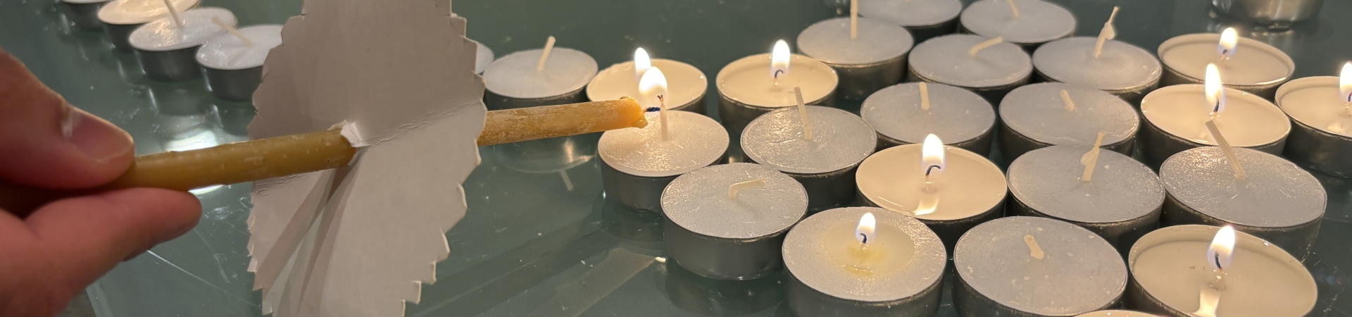 tealight candles arranged in a heart shape