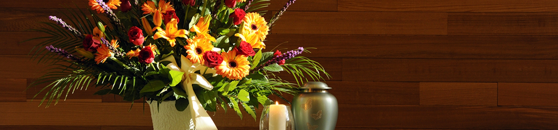 urn and flower arrangement